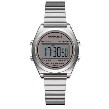 Imagem de Relógio Digital Feminino Com Pulseira De Aço Inoxidável De Quartzo Elegante Prata