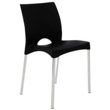 Imagem de Cadeira De Plástico Pés Alumínio Boston Sala Bar Preta