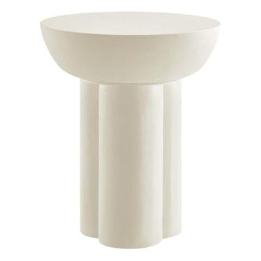 Imagem de Modway Sobreposição de concreto cáspio lado redondo moderno decoração contemporânea de sala de estar, ideal como mesa de entrada pequena em branco