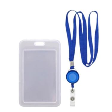 Imagem de Cordão com Porta Crachá Vertical Duplo e Roller Retrátil(azul)