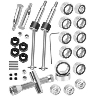 Imagem de RCYouHott RC Upgrades Part #45 Steel Driveshaft CVD/Bearings Kit for 1/24 Micro-B 2S 2WD(LOS00007),1/28 Micro-T 2S 2WD(LOS-1392),Axles Drive Shaft Hops Up,Black(LOS-1764)