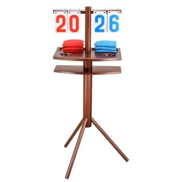 Imagem de Wooden Cornhole Scoreboard with Drink Holders – 41" Tall Outdoor Yard Score Keeper with Flip Cards (0–99), Easy Assembly for Lawn Games, Backyard BBQ, Family Toss