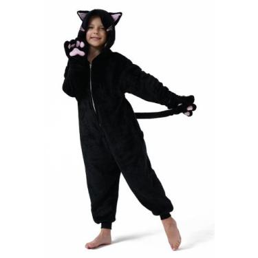 Imagem de Pijama de macacão infantil para gatos Costume DILUFUN Halloween 3-4T