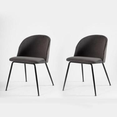 Imagem de Kit 2 Cadeiras ANM8100F Anima Office em Veludo Chumbo Base em Aço Pret