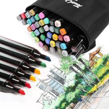 Imagem de Kit Criativo Infantil Com Estojo De Canetinhas Coloridas Ideal Para Es