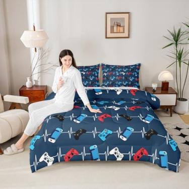 Imagem de Castle Fairy Conjunto de edredom de videogame vermelho, azul, para crianças, meninas, meninos, adolescentes, adultos, edredom acolchoado para jogos, coleção de quarto, tamanho solteiro, 2 peças