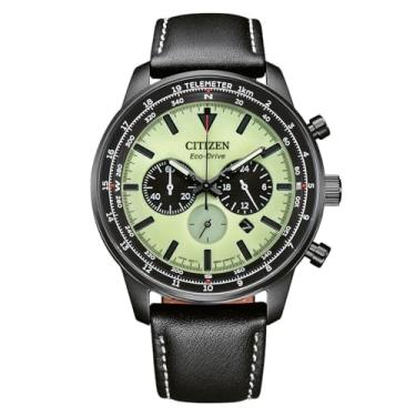 Imagem de CITIZEN CA4505-21X Relógio analógico masculino de quartzo com pulseira de couro, verde, Einheitsgröße, pulseira.