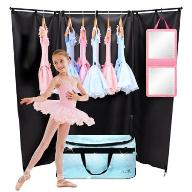 Imagem de Bolsa de dança com suporte de roupas e cortina, bolsa esportiva de competição de dança de 58 cm com suporte para roupas | Mala portátil para vestiário de dança para dançarinos, atletas, animadoras de