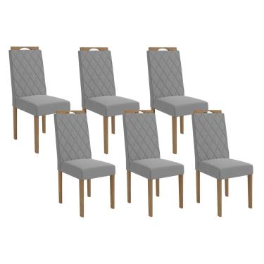 Imagem de Kit 6 Cadeiras de Cozinha 2CAD152EA 6 Un Eucalipto/Linho Cinza A056 - Kappesberg