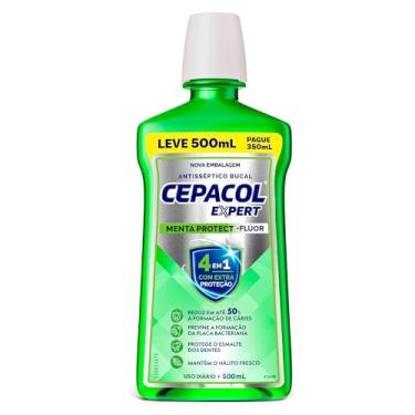 Imagem de CEPACOL - Enxaguante Bucal Expert Menta Protect - Com Flúor - Hálito Duradouro e Proteção Contra Cáries - 500ml