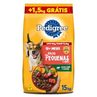 Imagem de Ração Pedigree Carne e Vegetais Cães Adultos Raças Pequenas e Minis 15kg Pague 13,5Kg