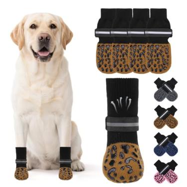 Imagem de KOOLTAIL Meias antiderrapantes para evitar lamber patas, sapatos de cachorro para pavimento quente, botas refletivas de controle de tração, botas de cachorro e protetor de patas para pisos de madeira