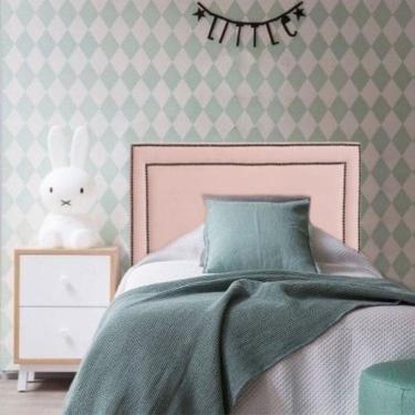 Imagem de Cabeceira Dupla Tacha Reta Luxo - Solteiro Courino Rosa