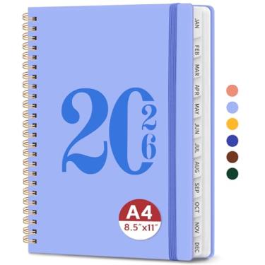 Imagem de Agenda 2026, agenda semanal e mensal, janeiro de 2026 a dezembro de 2026, agenda de calendário de capa dura com abas e bolso interno, material escolar para mulheres e homens - A4 (21,6 cm x 28 cm