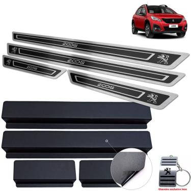 Imagem de Soleira Aço Inox Peugeot 2008 2020 2021 Preto Alto Relevo