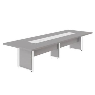 Imagem de Mesa de Reunião 360cm Corporativa 6 Pessoas com Caixa de Tomadas Corpo