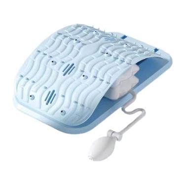 Imagem de harayaa Maca de costas, travesseiro inflável, travesseiro ergonômico de viagem para mulheres e homens, almofada de apoio para as costas para cadeira de, Azul