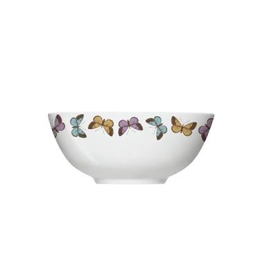 Imagem de Germer, Bowl em porcelana, modelo Oriental, Milão, Ø 15 cm, 550 ml, Branco com detalhes em dourado e borboletas