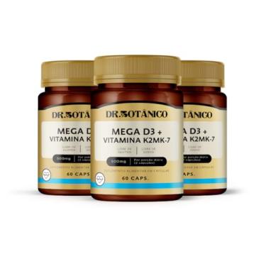 Imagem de KIT 03 UN MEGA D3 + VIT. K2 MK7 500MG 60 CAPSULAS - DR. BOTÂNICO