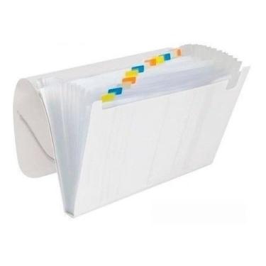 Imagem de Pasta Sanfonada A4 com 12 Divisórias em Plástico - Pasta Organizadora para Documentos Escolares e de Trabalho, Pasta com Material Impermeável - Cores a Escolher(Cristal)