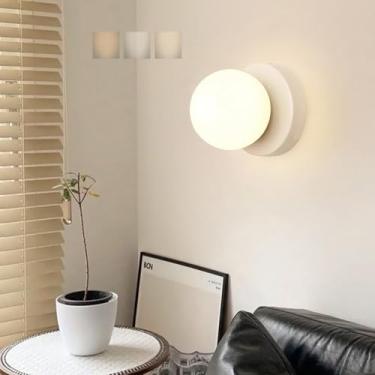 Imagem de Luzes de parede LED tricolor regulável globo arandelas de parede modernas minimalistas lâmpadas de parede sombra de vidro luminárias internas para quarto, restaurante, sala de estar, cabeceira (bege