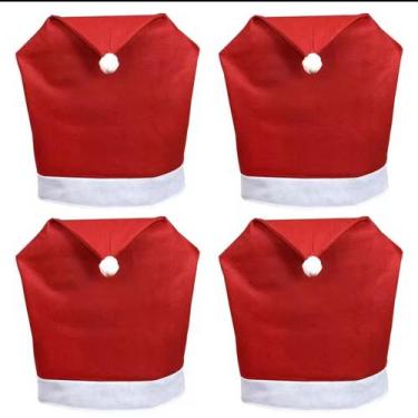 Imagem de Capa de Cadeira Natalina Formato Gorro Papai Noel  Vermelha e Branca  