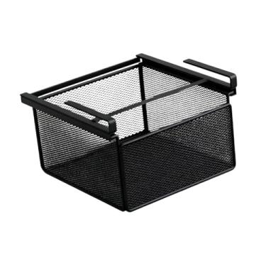 Imagem de Fxzqgnh Cesta Embaixo Da Prateleira, Cesta Extraível para Armário, Suporte de Metal Resistente para Pendurar em Despensa, Balcão de Cozinha, Armário, Preto, L