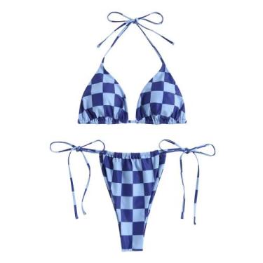 Imagem de Biquíni ZAFUL Triangle, 2 peças, frente única, azul, corte alto, femin