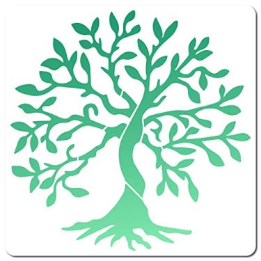 Imagem de GORGECRAFT Modelo de folha de estêncil de árvore da vida, 25 x 25 cm, grande reutilizável, placa decorativa quadrada, estêncil, para pintura em parede de madeira, scrapbook, cartão, piso e azulejo