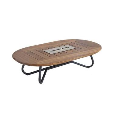 Imagem de Mesa de Centro Tampo Madeira Lareira Ecológica Embutida Premium - Noss