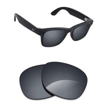 Imagem de Alphax Lentes de reposição polarizadas espelhadas cromadas pretas para óculos de sol Ray-Ban Lady Burbank RB2299 52 mm