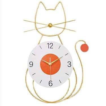 Imagem de WYUYIWH Relógio de parede de arte de ferro familiar relógio de parede de metal moderno estilo simples decoração relógio silencioso operado por bateria moderna decorações de casa bonito desenho animado
