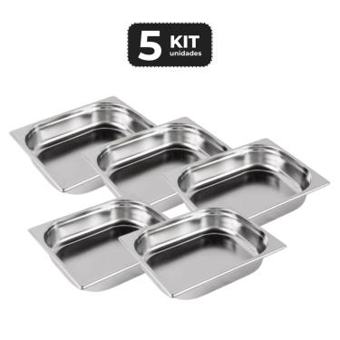 Imagem de Kit 5 Cuba Sem Alca Inox 1/2 Gn 65 Para Buffet