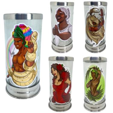 Imagem de Suporte Vela 7 Dias Orixás 18cm Vidro Alumínio-Escolha a Cor