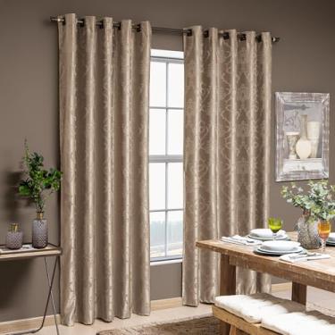 Imagem de Cortina Jacquard Inglês 2,75 x 1,80 m – Bege, 100% Poliéster, Textura Clássica, Tecido Encorpado e Acabamento Premium – W Menegatti