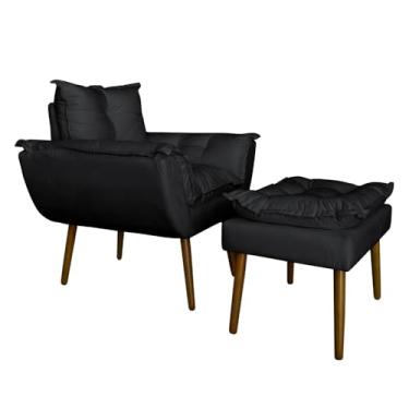 Imagem de Kit Poltrona Decorativa Recepção Manicure com Puff Para Quarto Penteadeira Closet Quarto (Grafite)