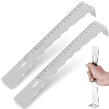 Imagem de LEEZDTTXAN Ferramenta de remoção de placa de rodapé, 2 peças, barra de aço inoxidável com escala, ferramenta multifuncional de remoção de acabamento de madeira, ferramenta de barra portátil para piso