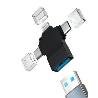 Imagem de Adaptador USB OTG 3.0 (3 em 1) USB C Lightning Micro USB conector macho USB-A fêmea para iPhone 16 15 14 Pro Max porta tipo C MacBook para conversor Apple Flash Drive Stick câmera dongle de computador