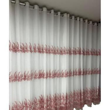 Imagem de Cortina voal Bordada para sala ou Quarto 4,00 LARGURA 2,60 altura(Vermelha 3)
