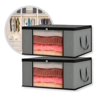 Imagem de VB HOME ORGANIZADORES, Kit 2 Caixas Saco Organizador Multiuso Anti Mofo Edredom King Cobertores Roupas Cama Banho Travesseiros Dobrável