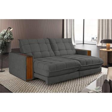 Imagem de Sofá Retrátil Berlim 2,90m 5 Lugares Molas Ensacadas Txr Cinza
