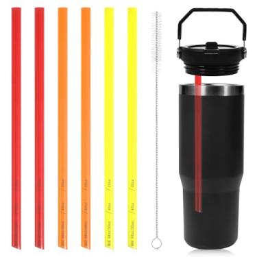 Imagem de 6 canudos de substituição para copo Stanley IceFlow de aço inoxidável de 850 g, canudos de plástico reutilizáveis compatíveis com Stanley IceFlow 1,134 g 20/1,814 g Acessórios de canudo (amarelo