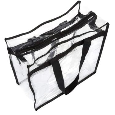 Imagem de Bolsa de praia de PVC transparente grande à prova de areia com alças para férias de esportes na praia, Cinza, Large