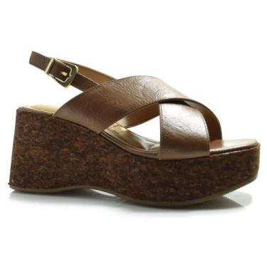 Imagem de Sandália Plataforma Feminina Vizzano, Marrom, 37