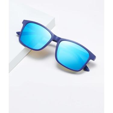 Imagem de Óculos de sol polarizados masculinos modernos e leves óculos de sol para dirigir pesca golfe SY6042, Armação azul | Lente espelhada azul