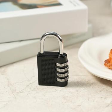 Imagem de Fechadura de combinação, cadeado de combinação redefinível à prova d'água de 4 dígitos para armário de academia, portão de cerca, caixa de ferramentas e armazenamento - fácil de usar e montar, preto