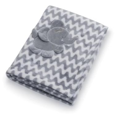 Imagem de Cobertor Manta Infantil ZigZag Elefantinho Microfibra Bebê 75x100 - Loani (Cinza)