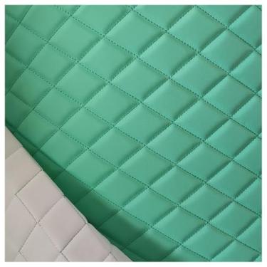 Imagem de Tecido de vinil PVC de couro sintético acolchoado impermeável com ponto de diamante acolchoado forro de linho estofado para bricolage (verde, 1,6 x 3 m)