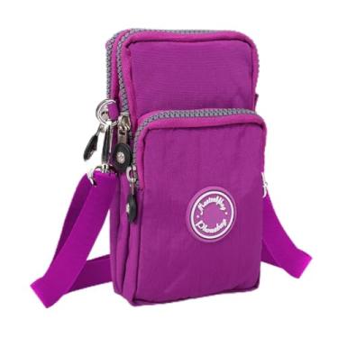 Imagem de Bolsa transversal feminina - Mini bolsas de telefone com carteira - Bolsa de braço - roxa