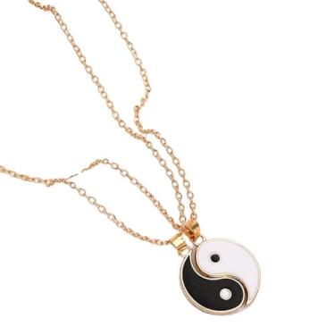 Imagem de Colar Yin Yang para 2 e pulseira para casais de amigos combinando, dia dos namorados para amizade melhor amiga